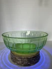 Vintage Anchor Hocking Vaseline Uranium Depression Glass Salad Bowl 8” Sunburst