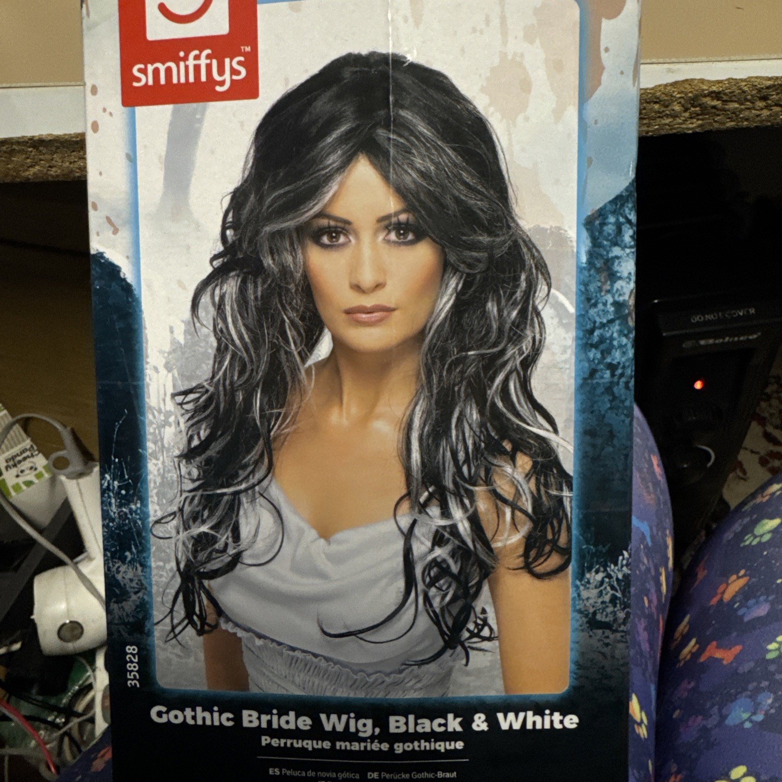 Smiffys Gothic Bride Wig Black & White Long Streaked Fancy Dress Accessory