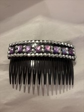 Vintage Rhinestone Comb From The 70  s With Pink And Clear rhinestones 