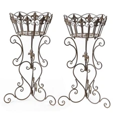 2 Pack Metal Tall Plant Stands, 25 Inch Wrought Iron Plant Stand, Heavy Duty ...