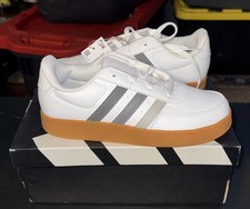 Adidas Breaknet 2.0 K Kids White Gray Tennis Shoes Sz 4.5 Youth Sneakers New