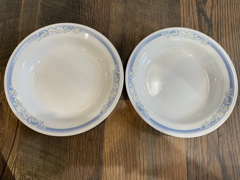 2 Cuencos de Pasta Corelle JAZMÍN BLANCO Azul Verde FLORES DE MARISIAS 8 1/2" Foto 3 de 4