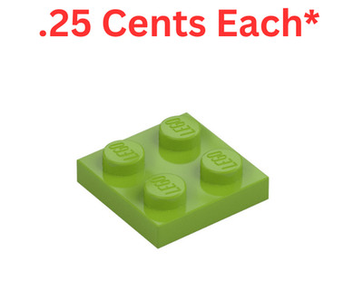 LEGO Plate 2x2 Lime Green 3022 - Genuine LEGO Parts Pieces Bulk (75% OFF 2+)