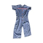 Vintage 2T Chambray 4th Of July Jumpsuit with Button Closure Red White Blue Trim — photo 1