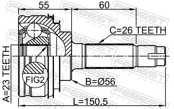 Für FEBEST 0110-010 OUTER CV JOINT 23X56X26