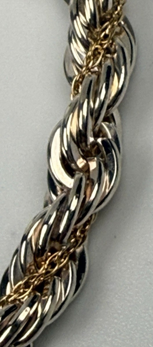 Tiffany & Co. 925 Sterling Silver 750 Gold Rope Twist Bracelet 7