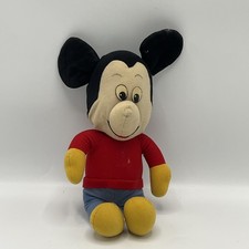 1976 Vintage Mickey Mouse Disney Plush Knickerbocker Mouse Club Toy Logo Faded