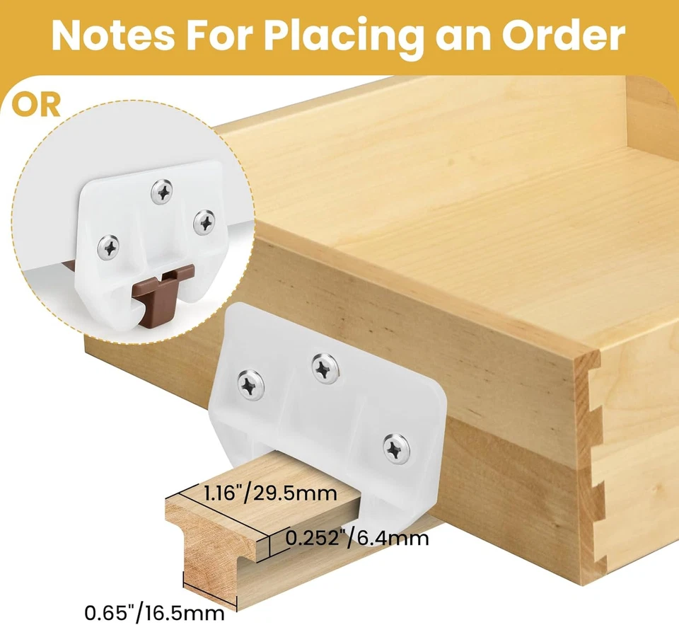 Guia Plastica para Cajon de Comoda Gabinete Closet Soporte Blanco 16 Piezas - Image 3 of 4
