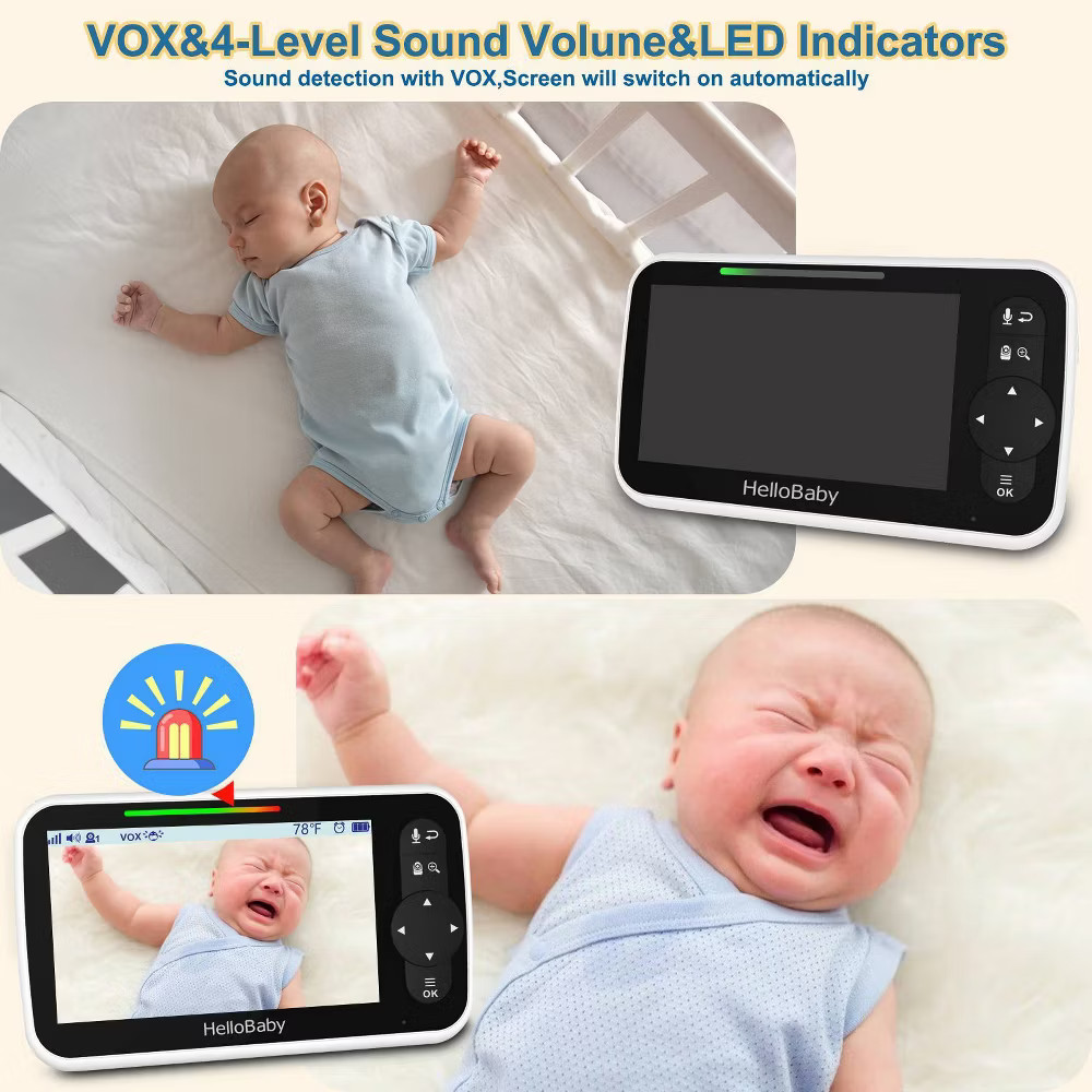 HelloBaby 5" Video Baby Monitor with Remote Pan-Tilt-Zoon (HB6251) - White