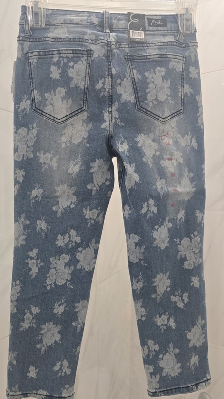 Earl Jeans Light Blue Floral Cropped Skinny Jeans, (28"W x 31"L), Stretch NWT