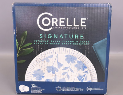 Corelle Botanical Stripes 12-pc. Dinnerware Set, Blue