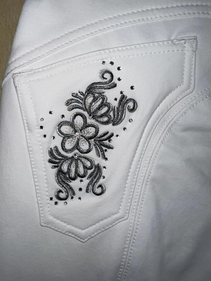 Montar Caroline Silicone Knie Grip Reithose Weiß 36 Neu Turnierreithose Strass - Bild 3 von 4