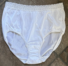 Fruit of the Loom Large White Silky Smooth All Nylon Cut Brief Panties Vintage