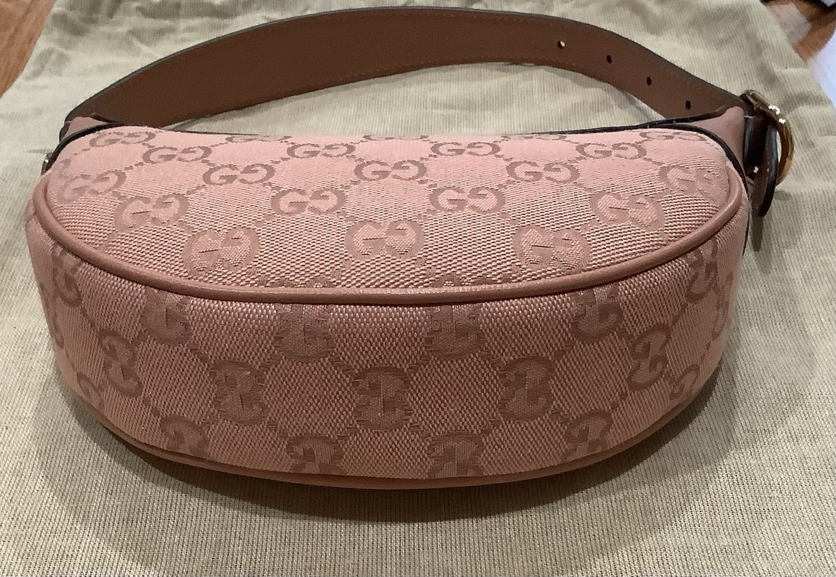 Gucci Pink Canvas GG Mini Ophidia Top Handle Shoulder Bag Purse