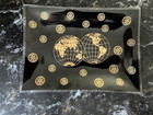 Rotary International Black Glass Coin Dish 7x5" Rectangle — photo 1