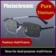 Memory Titanium Alloy Sun Transition Photochromic Progressive Reading Glasses