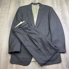 Paul Stuart Gray Zoot Stripe Super 110's Wool Suit Mens Size 42 Tall 34/31