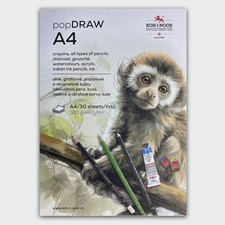 Koh-I-Noor popDraw Drawing Paper Pad A4 30 Sheets Pencil Charcoal Graphite etc.
