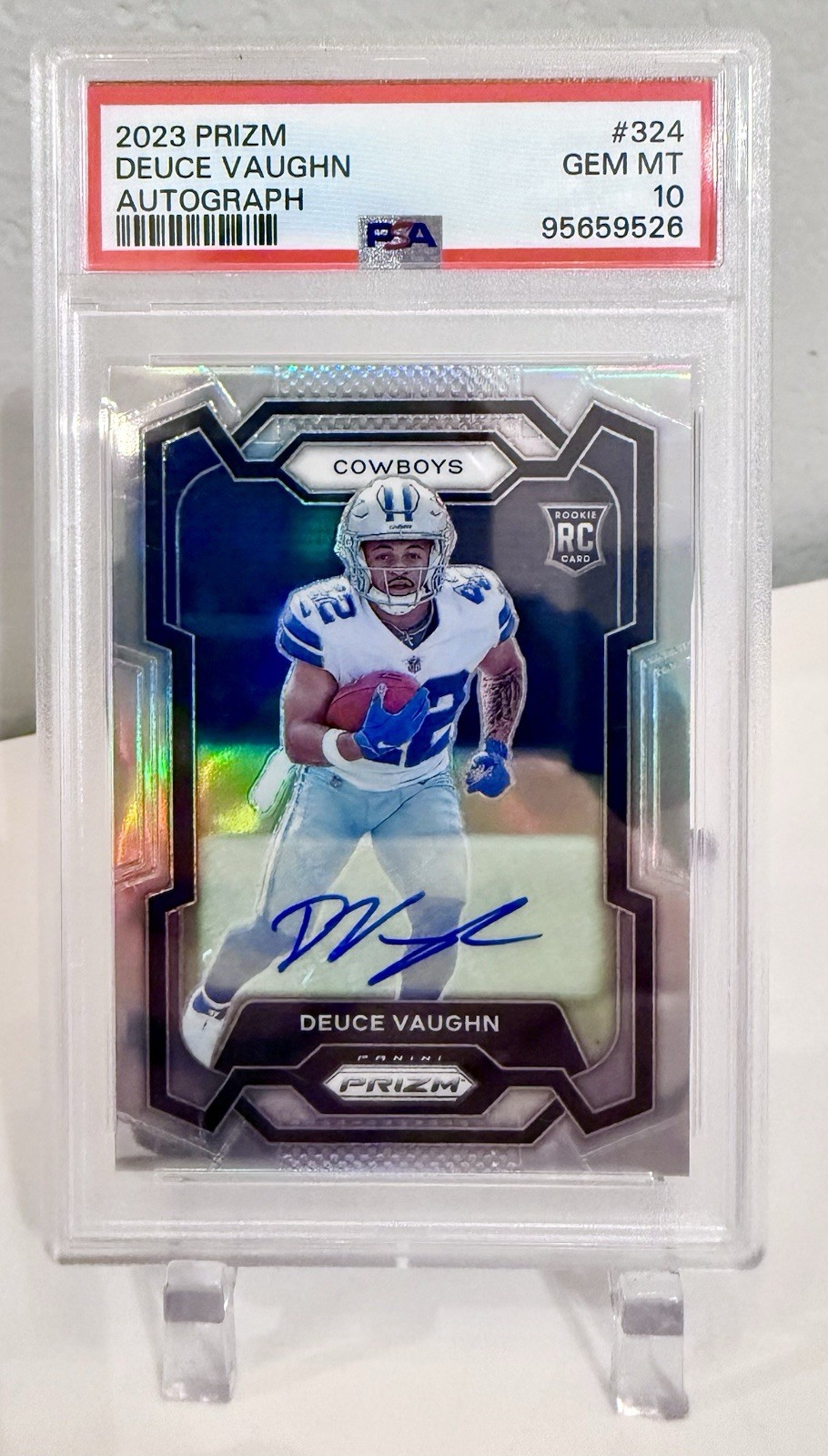 2023 Panini Prizm - Rookies Deuce Vaughn #324 Silver Prizm Autographs Cowboys