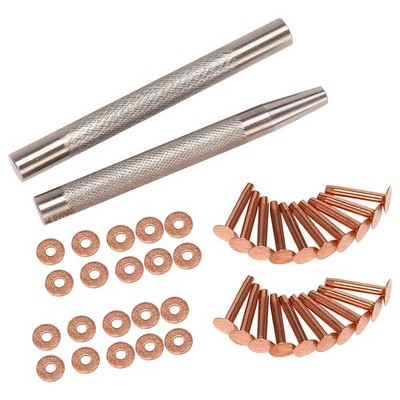 20 Stück Kupfernieten und Grate (14 mm und 19 mm) mit 2 Stück Lochnietwerkzeug4420