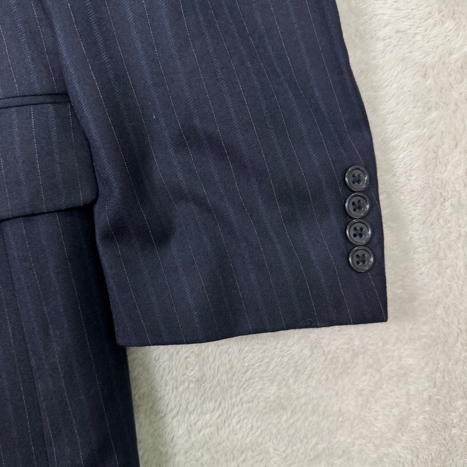 Hart Schaffner Marx Mens 46R Navy Blue Pinstripe 2-Piece Suit Preppy 42x28 EUC