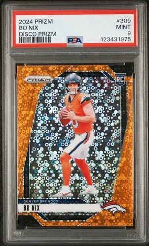 2024 Panini Prizm #309 Bo Nix Disco Prizm PSA 9