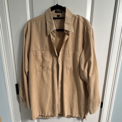 Platinum Club Microfibre Beige Button-Up Long Sleeve Men's Medium 15-15½