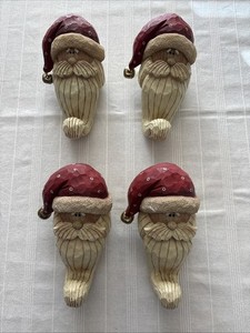 Heavy Set Of Four Santa Stocking Hangers