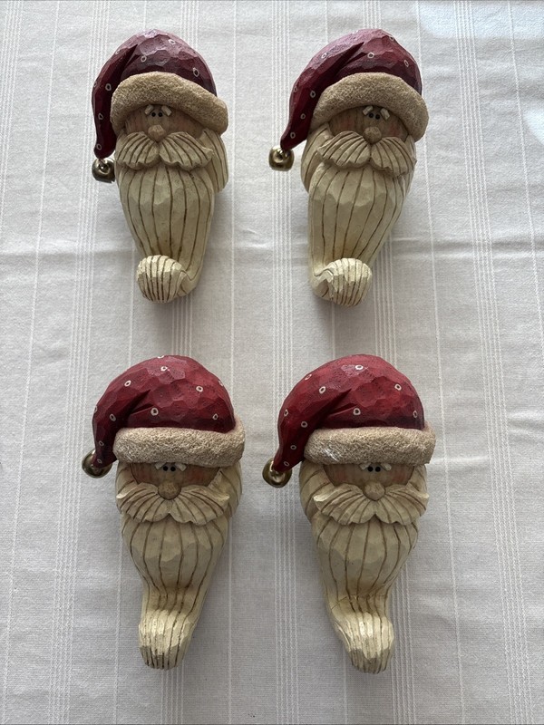 Heavy Set Of Four Santa Stocking Hangers