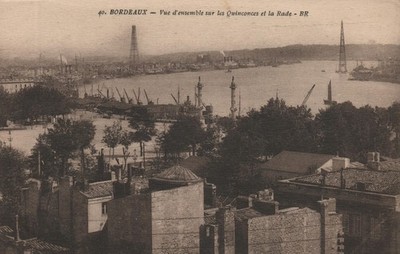 Bordeaux France Les Quinconces La Rade Garonne River Postcard