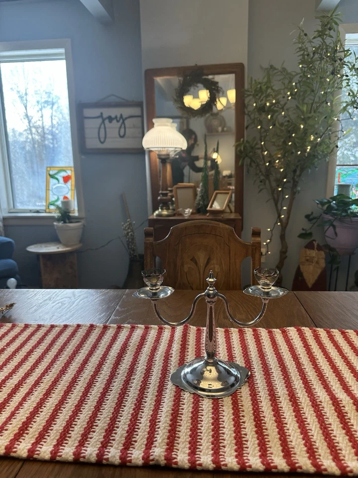 Centro de mesa vintage Krome Kraft Farber Brothers coleccionable candelabro Shabat Foto 2 de 4