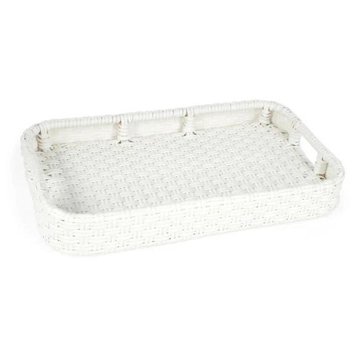 Butler Specialty Company Selena White Rattan Bar Cart - Picture 5 of 7