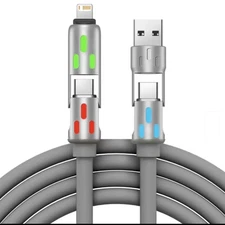 240W Type C Fast Charging Cable 4-In-1 USB PD Silicone Charge Cord Type-C to USB