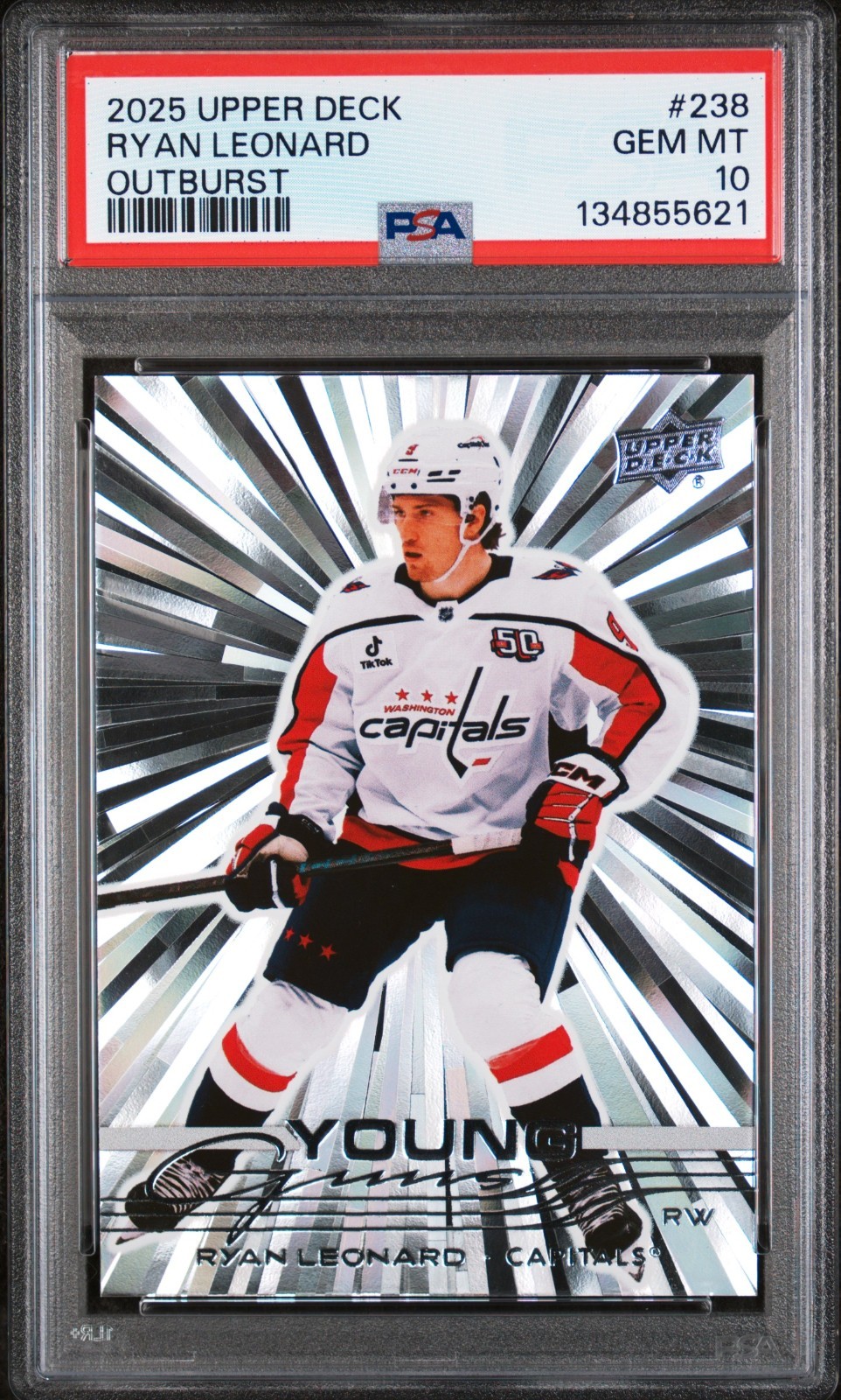 2025-26 Upper Deck Series 1 Young Guns Ryan Leonard Rookie Outburst #238 PSA 10
