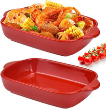 2PCS Lasagne Dish, 9X5 Inch Rectangular Individual Oven to Table Bake Dish with 