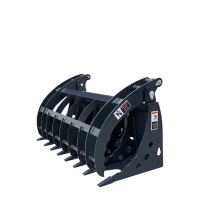 Skid Steer Root Rake Grapple 72in x 54in Jaw, 3000lb, Greasable Pins