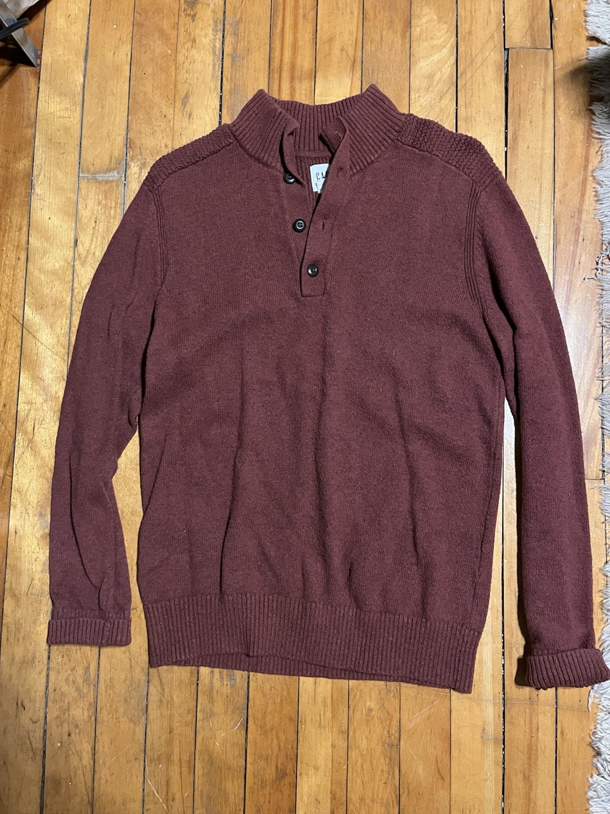 Maroon Gap Quarter Zip Button Pullover Sweater Me… - image 1