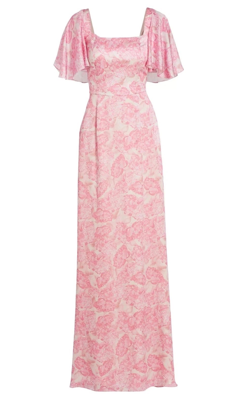 SACHIN & BABI Plus Size 22 Aurora Gown Rouge Damask Rose Flutter Sleeve Maxi