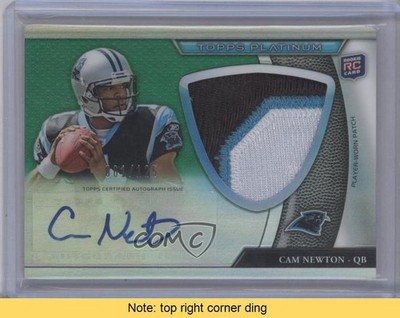 2011 Platinum Green Refractor Rookie 1/125 Cam Newton Jumbo Patch Auto READ 1j2