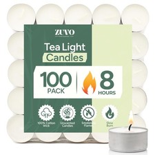 8 Hour Tea Lights Candles 100 Pack - White Long Lasting 100 pack,