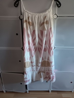   Spaghettiträger Kleid Italy Moda XL 42 44, Farbe: ROSA Offwhite  