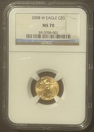 2008-W $5 GOLD AMERICAN EAGLE 1/10 oz. ICONIC BULLION : NGC MS70 : 10447