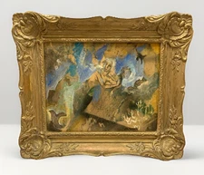 Janet Robson Kennedy Oil Painting Abstract VTG Heritage OOAK Moody Deco Framed