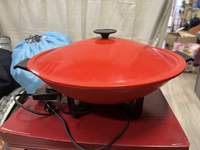 #ad Vintage Kenmore MCM Electric 6 Quart Wok Non Stick Surface Red 15quot; Works Great $28.81