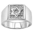 14k Solid White Gold Star of David Men's Ring size 6 to 14 #R2339 — photo 2