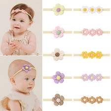 10 Pcs Baby Girls Flower Headbands Small Daisy Flower Nylon Headbands Soft Stret