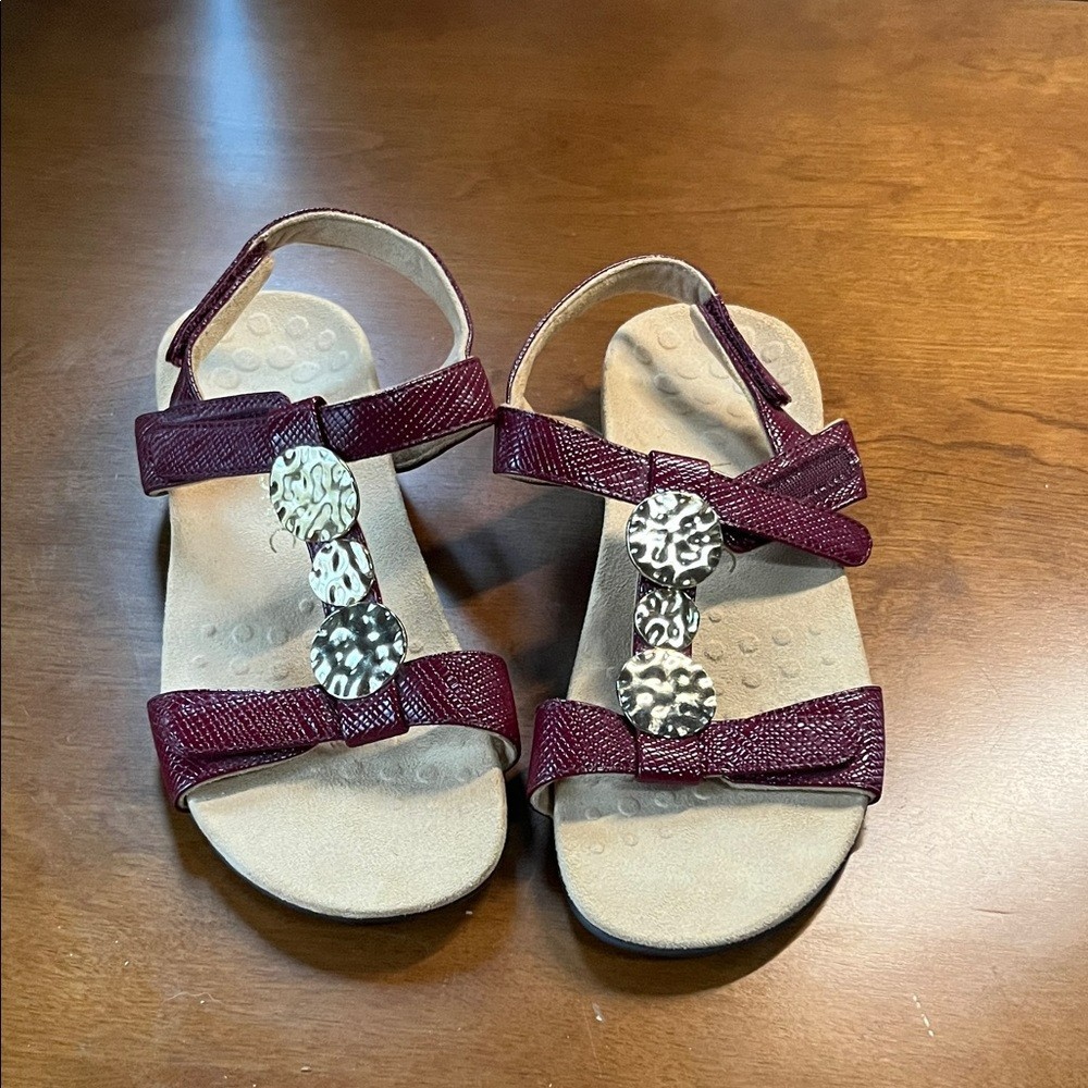 Vionic Farra Maroon Sandals with Silver Details - image 1