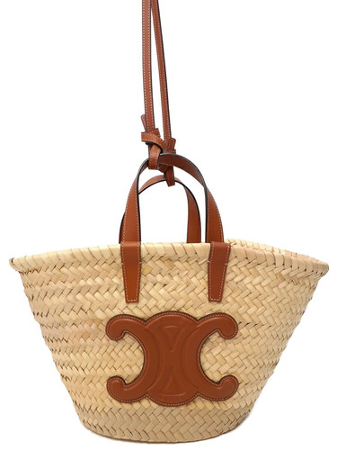 Celine Teen Triomphe Classic Panier Calfskin Leather Natural / Brown #TB5383