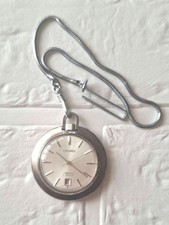 SEIKO Skyliner 21J Manual Wind Pocket Watch Stainless 1968 Used