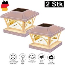 Solar LED Pfostenkappe Beleuchtet Zaunpfostenlampe Zaunleuchte Pfostenleuchte 2x